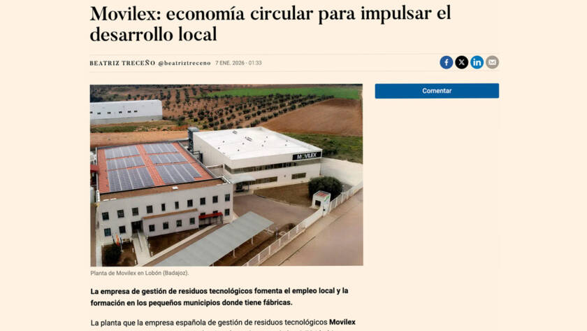Artículo de Expansión sobre Movilex y la economía circular para el desarrollo local en Lobón, Badajoz