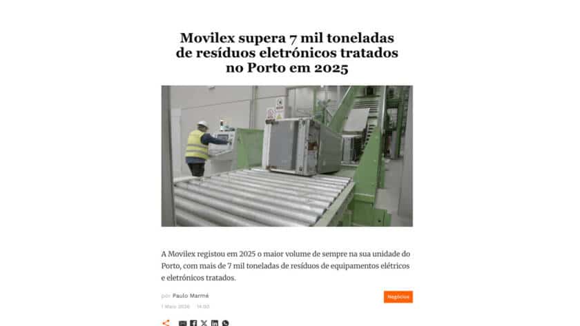 Planta de reciclaje RAEE Portugal de Movilex en Oporto