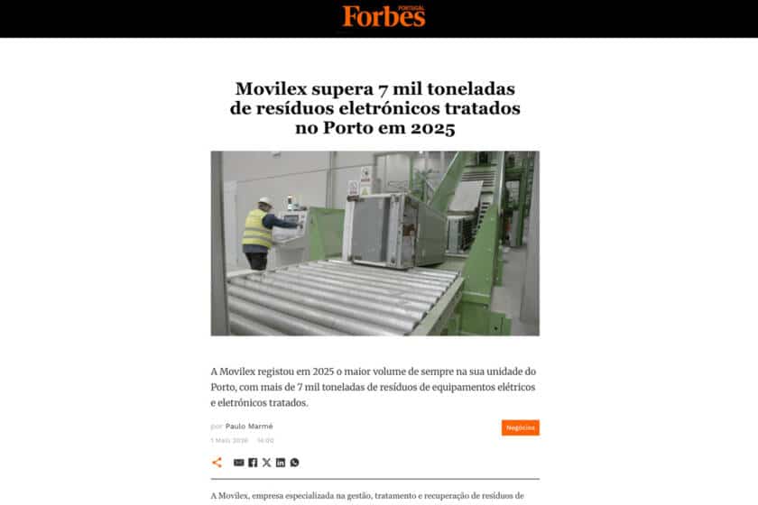 Planta de reciclaje RAEE Portugal de Movilex en Oporto